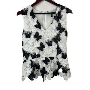 NWT White House Black Market WHBM Lux Lace Butterfly Top Blouse Size 6